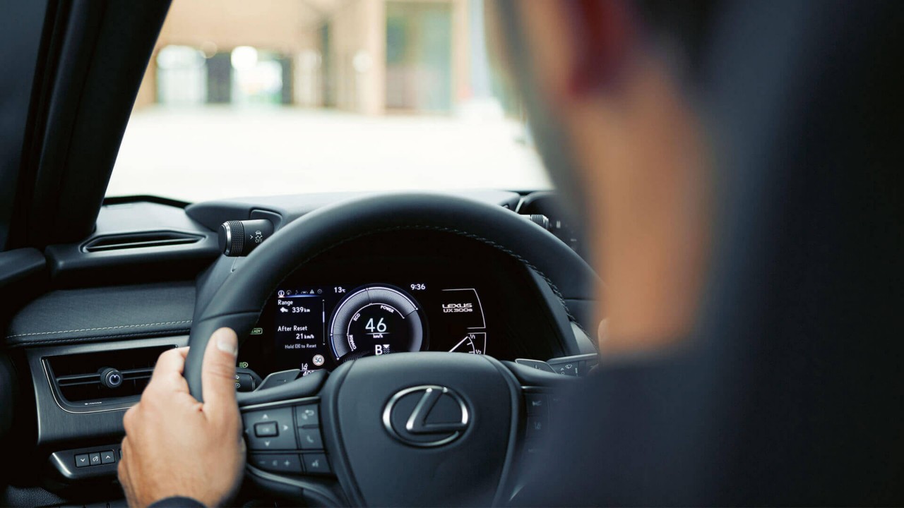 Lexus UX300e steering wheel view